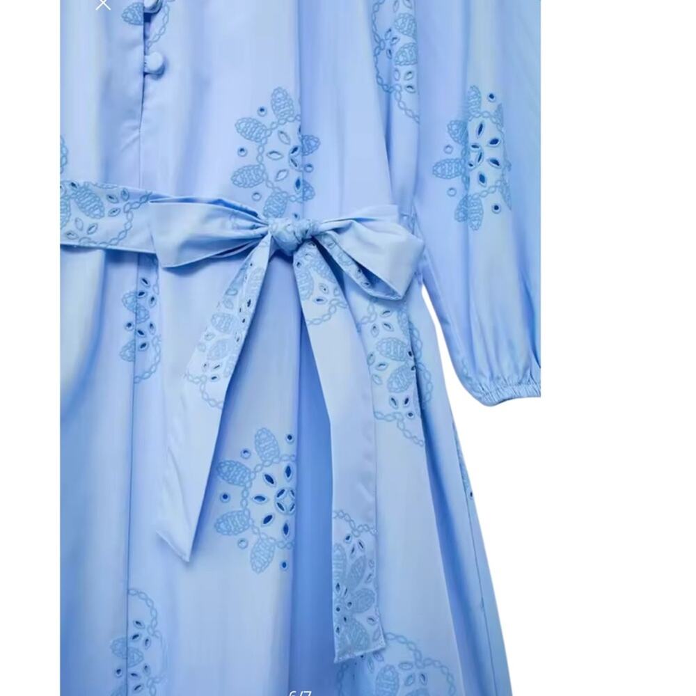 Cynthia Rowley Rubber Embroidery Blue Summer 3/4 Sleeve Mini Dress Size S NWOT - Picture 5 of 12